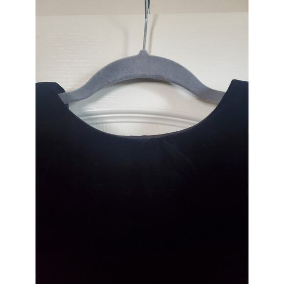 Vintage 80s Formal Black Velvet Drop Waist Tier Ruffled Skirt Midi Dress, Size 8 - Picture 3 of 13